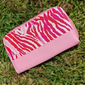 y2k pink zebra print makeup bag